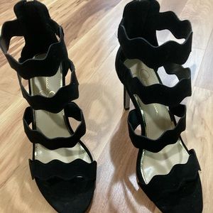 Jessica Simpson black high heel suede sandals